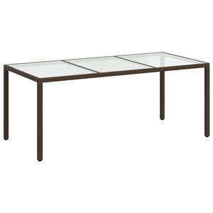 vidaXL havebord 190x90x75 cm h&aelig;rdet glas og polyrattan brun