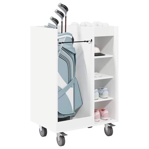 vidaXL Golf Skab med hjul Ensfarvet Hvid 65 x 45 x 98 cm