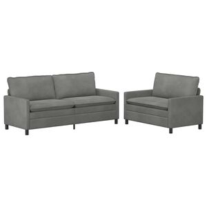 vidaXL Sofa S&aelig;t 2 stk. M&oslash;rkegr&aring; Fl&oslash;jl