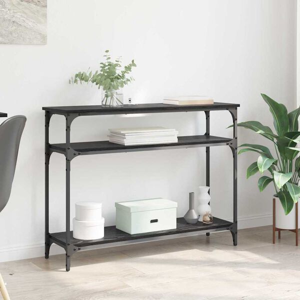 vidaXL Konsolbord med hylde Sort eg 100 x 29 x 75 cm Konstrueret tr&aelig;