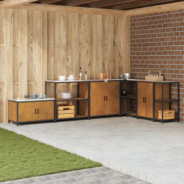 vidaXL K&oslash;kkenopbevaring med hylde Rusten 60 x 50 x 92 cm St&aring;l