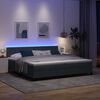 vidaXL LED Box Spring Bed med madras M&oslash;rkegr&aring; 200 x 200 cm Fl&oslash;jl