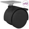 vidaXL Hjul 12 pcs Sort 39,5 x 39,5 x 37,8 mm Jern og Polypropylen