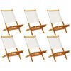 vidaXL Klapstole 6 stk. cremehvidt stof og massivt tr&aelig;