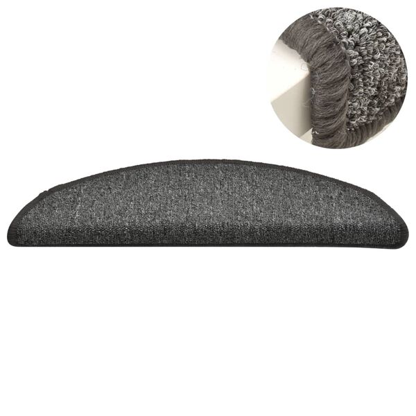 vidaXL trappemåtter 15 stk. 56x17x3 cm mørkegrå halvrunde