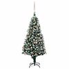vidaXL kunstigt juletr&aelig; med LED og kugles&aelig;t og fyrrekogler 150 cm