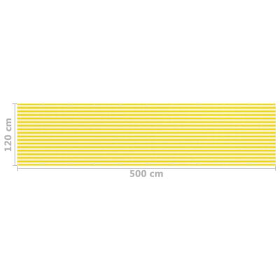 vidaXL altanafskærmning 120x500 cm HDPE gul og hvid