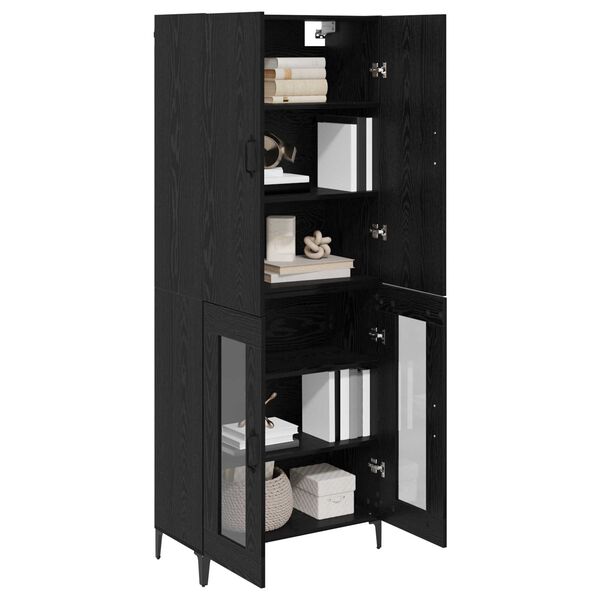 vidaXL Highboard Sort eg 69,5 x 34 x 180 cm Konstrueret tr&aelig;