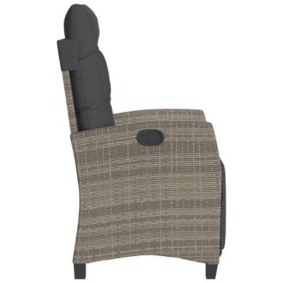 vidaXL havestol med justerbart ryglæn og fodstøtte polyrattan grå