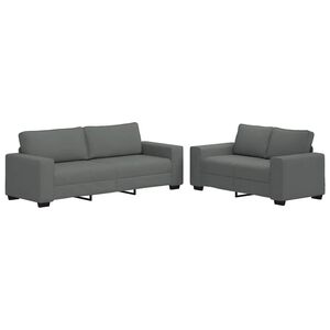 vidaXL sofas&aelig;t 2 dele med hynder stof m&oslash;rkegr&aring;