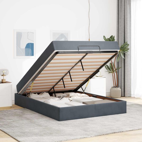 vidaXL Sengeramme med madras med madras 2 pcs D&aelig;mpet Gr&aring; Fl&oslash;jl