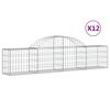 vidaXL buede gabionkurve 12 stk. 200x30x40/60 cm galvaniseret jern