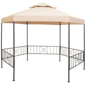 vidaXL havepavillon med baldakin sekskantet beige 323x265 cm