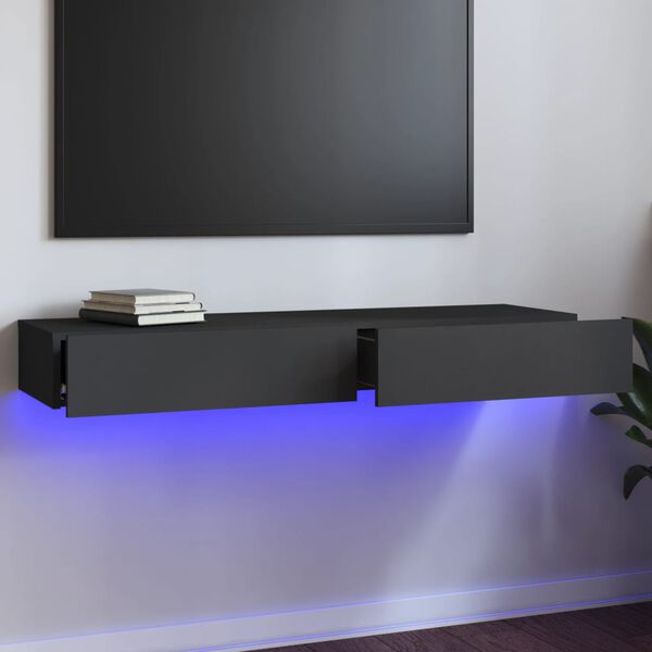 vidaXL tv-skab med LED-lys 120x35x15,5 cm gr&aring;