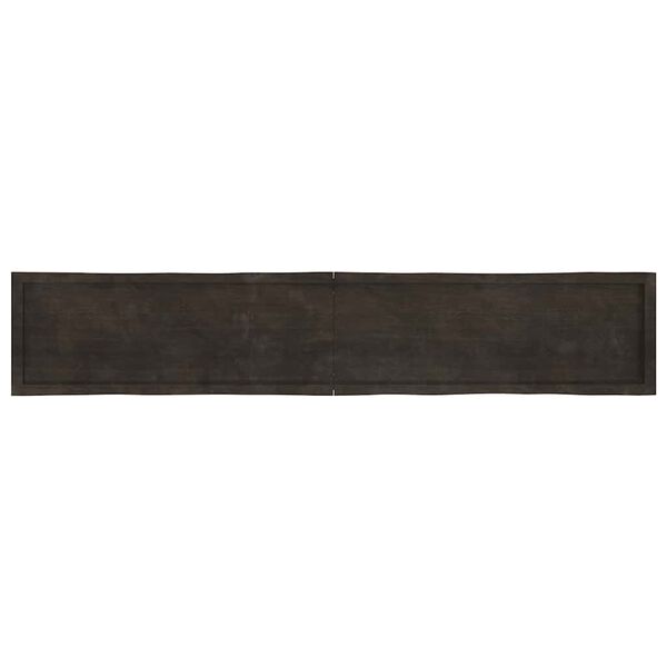vidaXL bordplade 220x40x(2-6) cm naturlig kant behandlet træ mørkebrun