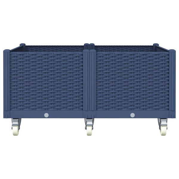 vidaXL plantekasse med hjul 100x80x54 cm PP bl&aring;gr&aring;