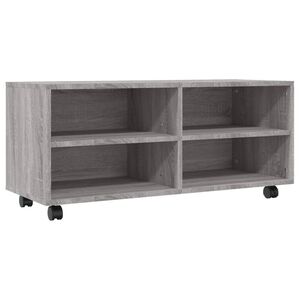 vidaXL tv-bord med hjul 90x35x35 cm konstrueret tr&aelig; gr&aring; sonoma-eg