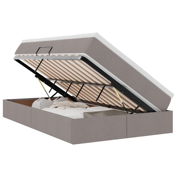 vidaXL Seng med opbevaring og madras Gr&aring;brun 120 x 190 cm Polyester