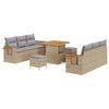 vidaXL Havesofa S&aelig;t 9 pcs Beige polyrattan