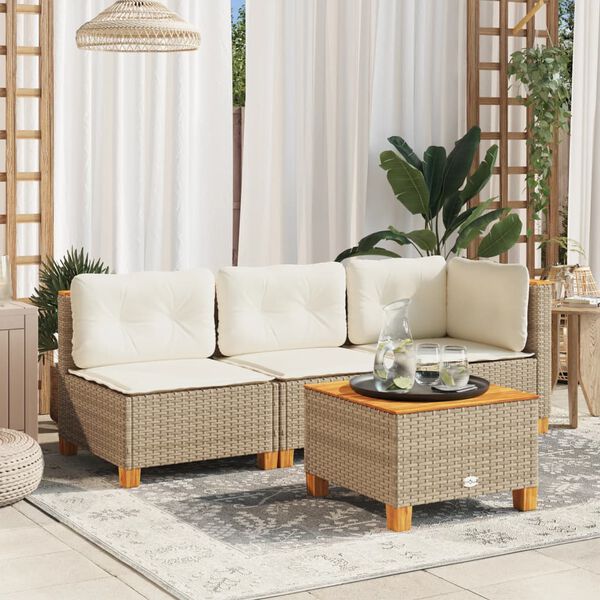 vidaXL sofamodul til haven med hynder polyrattan beige