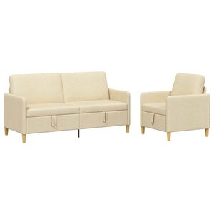 vidaXL Sofa s&aelig;t med opbevaring 2 stk. Cremefarvet Polyester