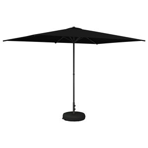 vidaXL Haveparasol med base 200 x 300 cm Polyester Rektangul&aelig;r Sort