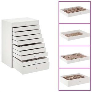 vidaXL smykkeskrin 10-lags med urholdere hvid 29x20,5x40,5 cm