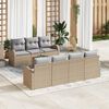 vidaXL Havesofa S&aelig;t med pude 8 pcs Beige polyrattan