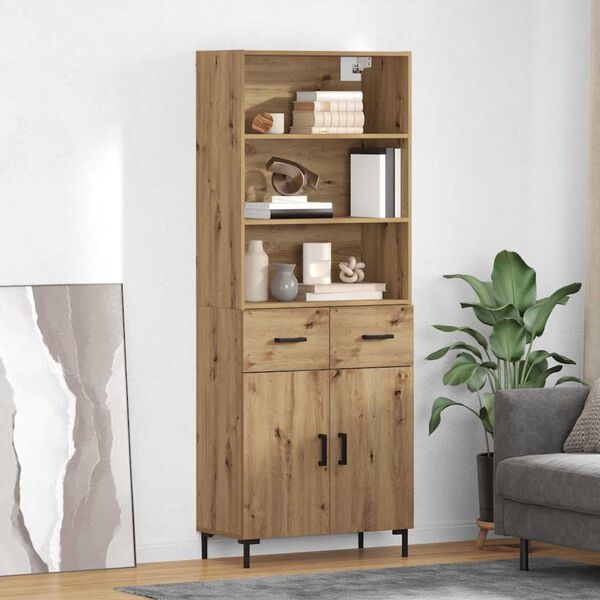 vidaXL Highboard Artisan Egetr&aelig; 69,5 x 34 x 180 cm Konstrueret tr&aelig;