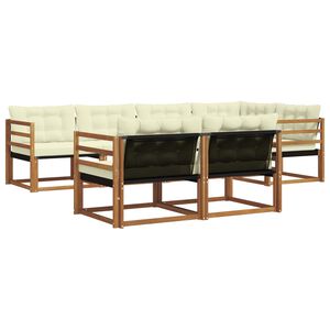 vidaXL Udend&oslash;rs sofagruppe med pude 7 pcs Naturlig og Fl&oslash;de