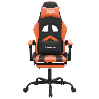 vidaXL drejelig gamingstol med fodstøtte kunstlæder sort og orange