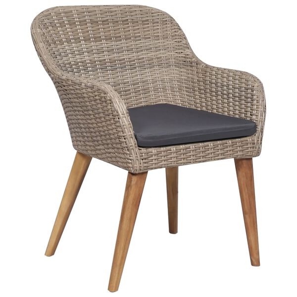 vidaXL udendørs spisebordssæt 7 dele med hynder polyrattan