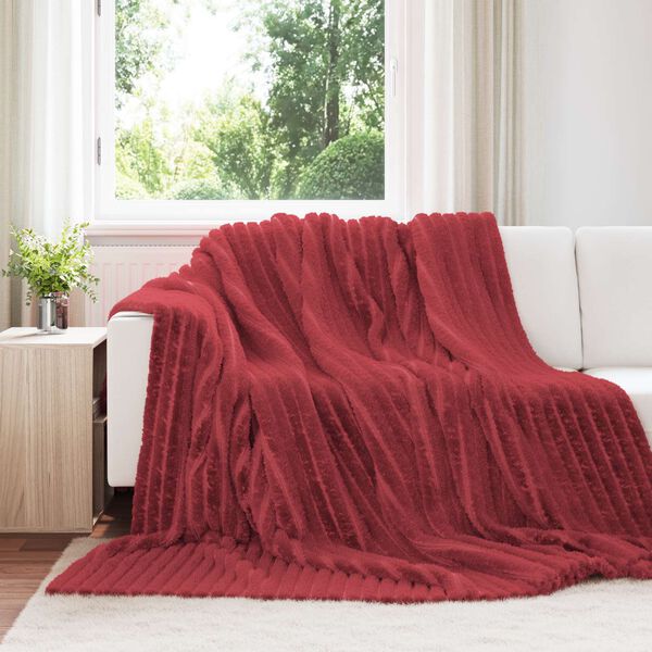 vidaXL Throw t&aelig;ppe Bordeaux R&oslash;d 240 x 220 cm Fleece