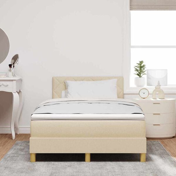 vidaXL Box spring seng med madras Creme 120 x 200 cm Stof