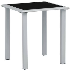 vidaXL havebord 41x41x45 cm st&aring;l og glas sort og s&oslash;lvfarvet