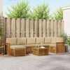 vidaXL Sektionalsofa s&aelig;t 8 pcs Naturlig og Beige Massivt Akacietr&aelig;