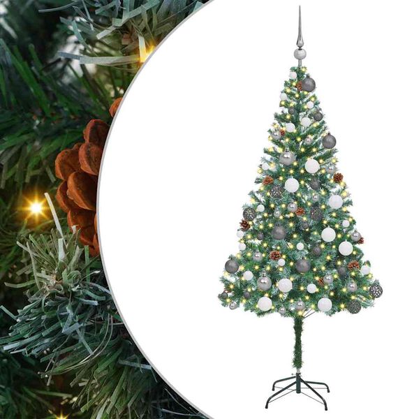 vidaXL Kunstigt juletr&aelig; med 300 LED'er Gr&oslash;n 180 cm PVC og St&aring;l