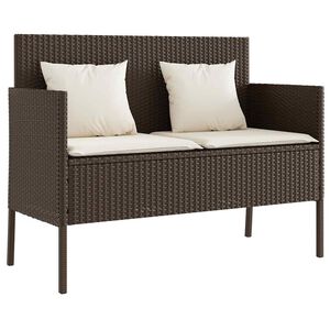vidaXL haveb&aelig;nk med hynder polyrattan brun