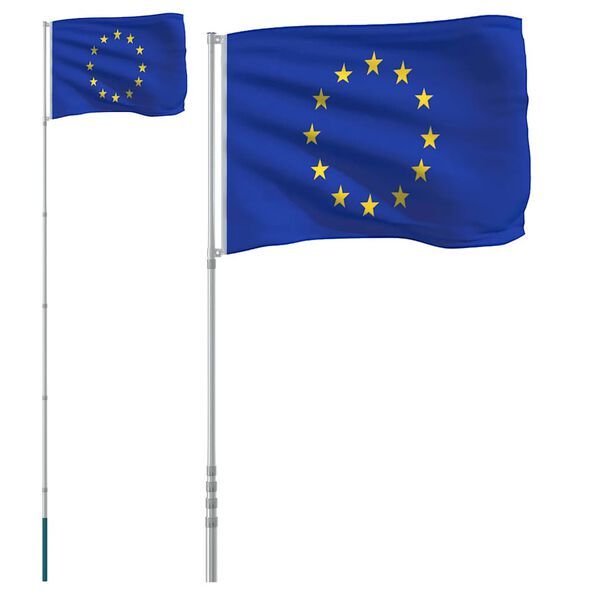 vidaXL Europaflag og flagstang 5,5 m aluminium