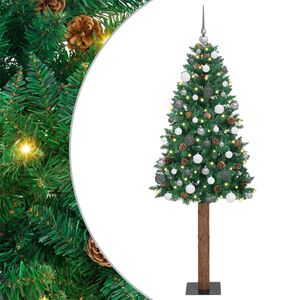 vidaXL Slankt Juletr&aelig; med stativ Gr&oslash;n 180 cm PVC og Massiv Fyrretr&aelig;