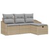 vidaXL Sofa Sæt med pude med opbevaring 4 pcs Beige polyrattan