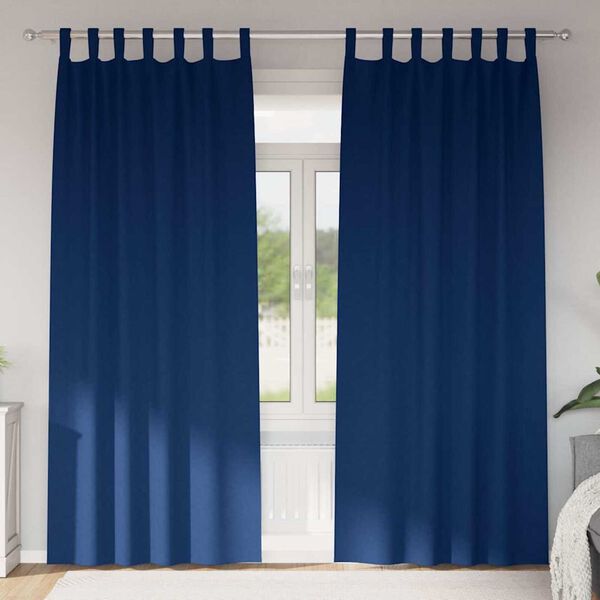 vidaXL M&oslash;rkl&aelig;gningsgardiner med ringe 2 pcs M&oslash;rk bl&aring; 260 x 140 cm