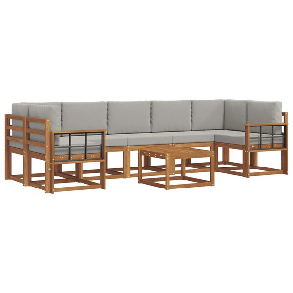 vidaXL Udend&oslash;rs sofagruppe med pude 8 pcs Naturlig og Lys Gr&aring;