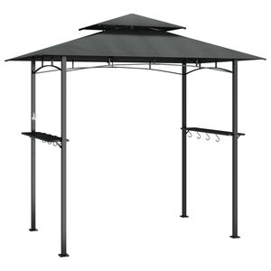 vidaXL grillpavillon med sidehylder 240x150x243 cm st&aring;l antracitgr&aring;