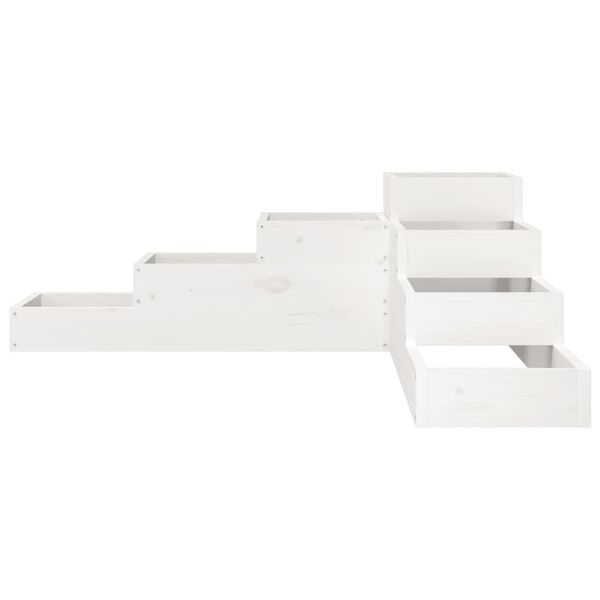 vidaXL plantekasse 4 niveauer 106x104,5x36 cm massivt fyrretr&aelig; hvid