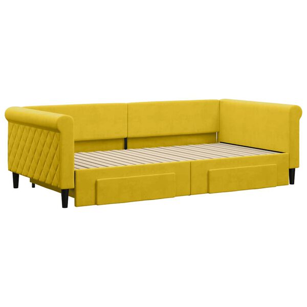 vidaXL daybed med udtr&aelig;k og skuffer 100x200 cm velour gul