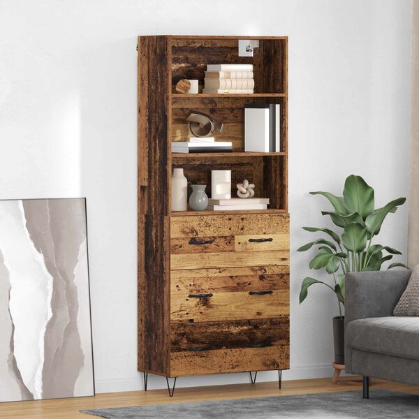 vidaXL Highboard med skuffe 2 pcs Gammelt tr&aelig; Konstrueret tr&aelig;