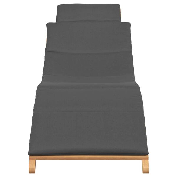 vidaXL Solstol med pude Mørkegrå 188 x 55 x 59 cm Massivt teaktræ