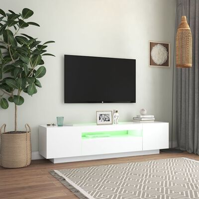vidaXL tv-skab med LED-lys 160x35x40 cm hvid