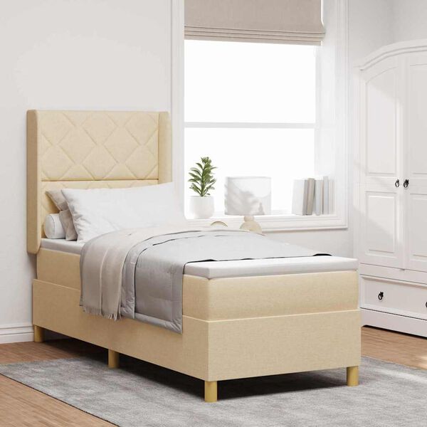 vidaXL Box spring seng med madras Creme 80 x 200 cm Stof